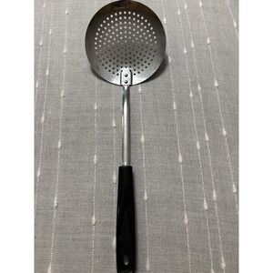 Vintage EKCO USA Wok Strainer, Chromium plated, Black Handle 13"
